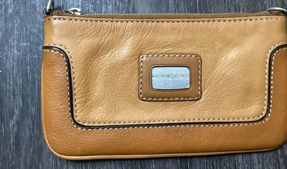 Michael Kors Tan Leather Zip Pouch Wristlet