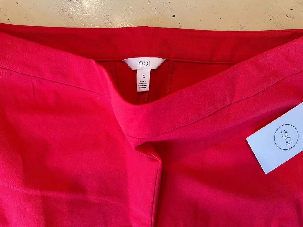 1901 Nordstrom Women's Bright Red Stretch Straight Leg Ankle Pants Size 12