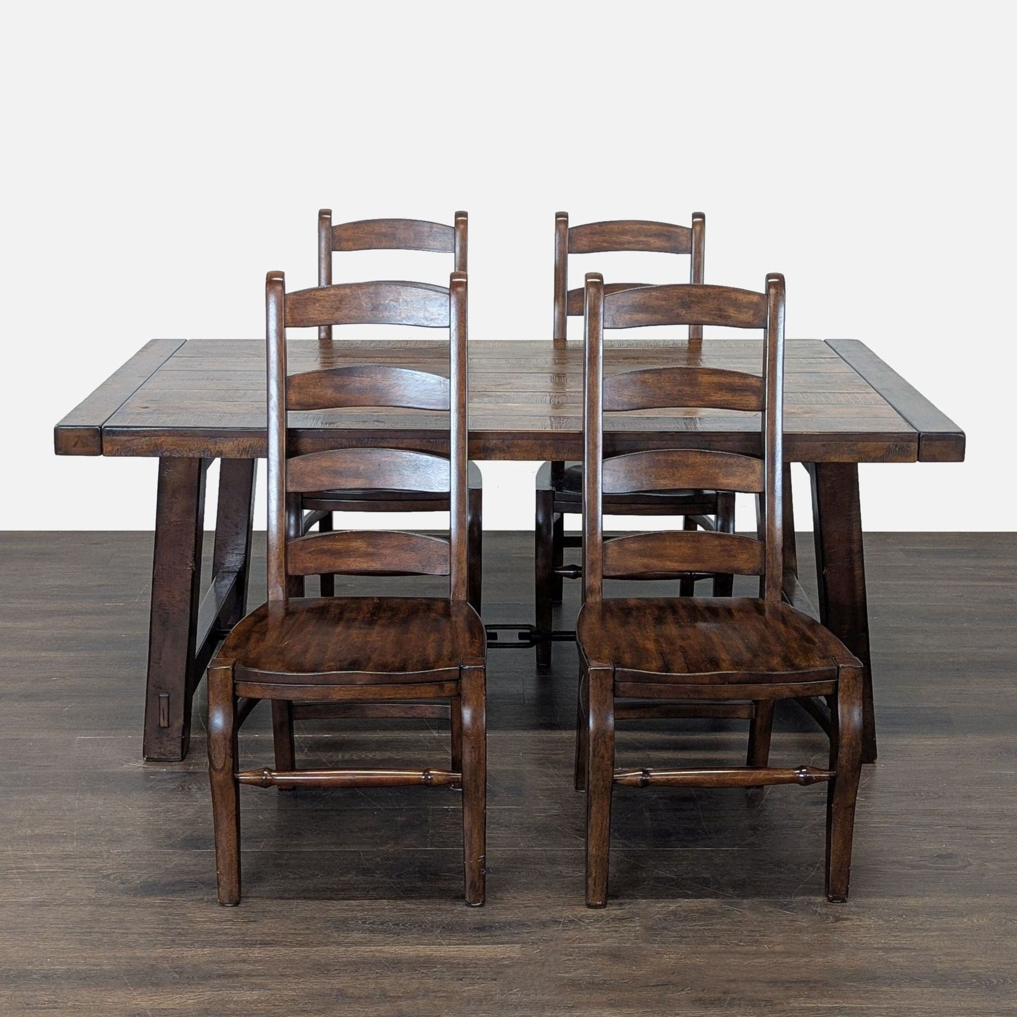 Pottery Barn Benchwright Rustic Wood Extendable Dining Table with 4 Wynn Chairs