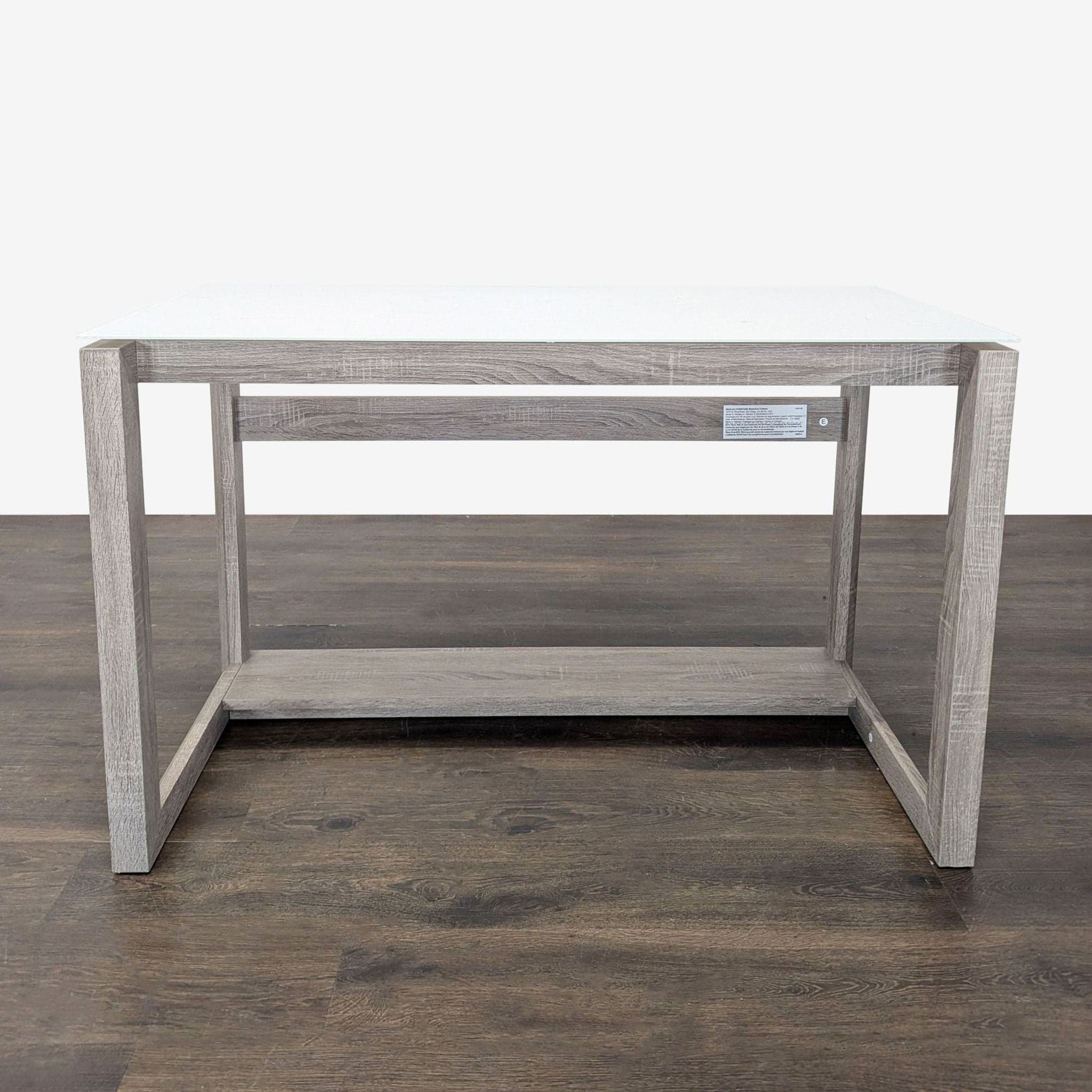 Whalen Furniture Cecile Glass Top Desk with Modern Gray Wood Frame