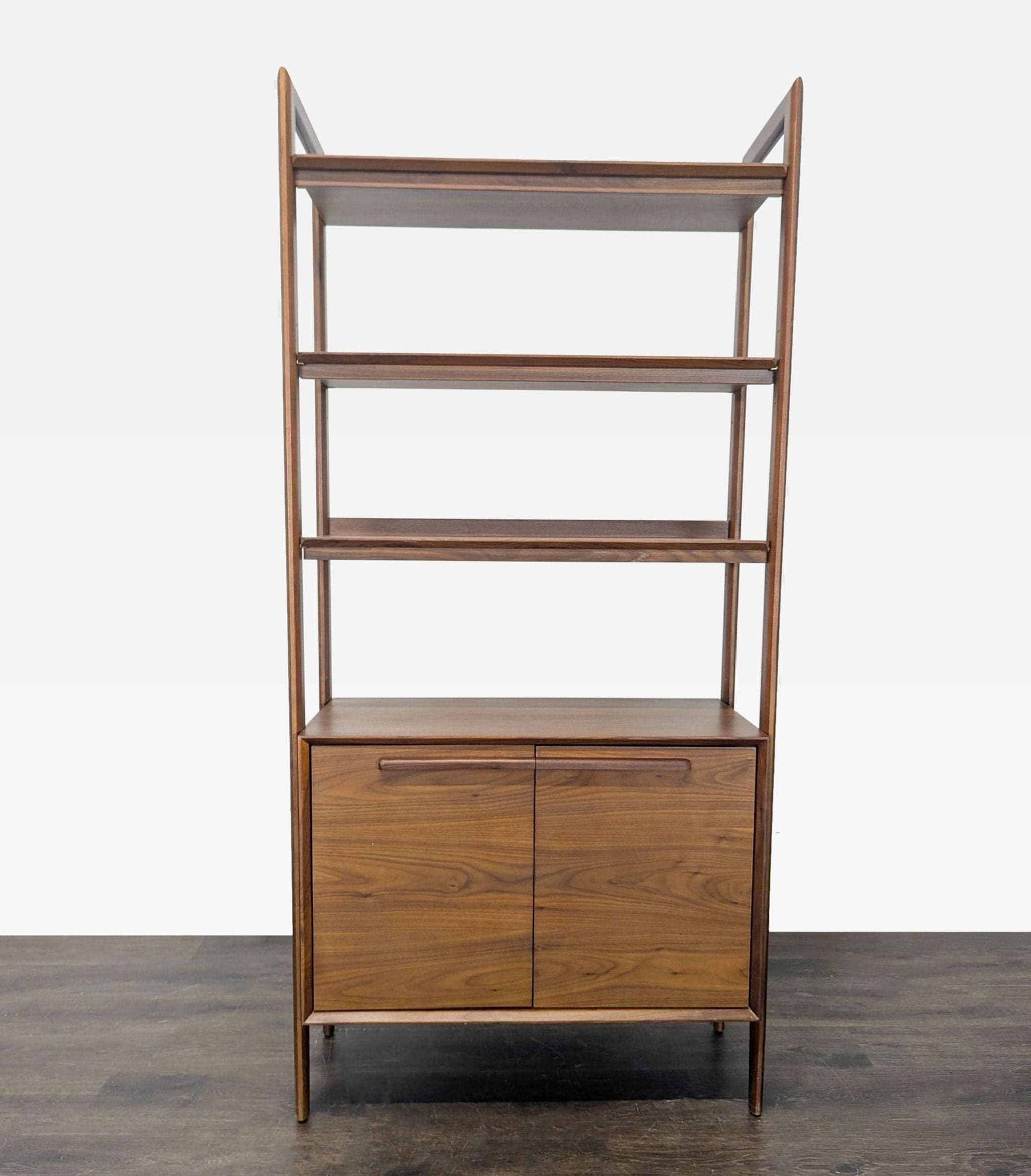 Crate & Barrel Tate Modern Walnut Bookshelf with Storage Cabinet
