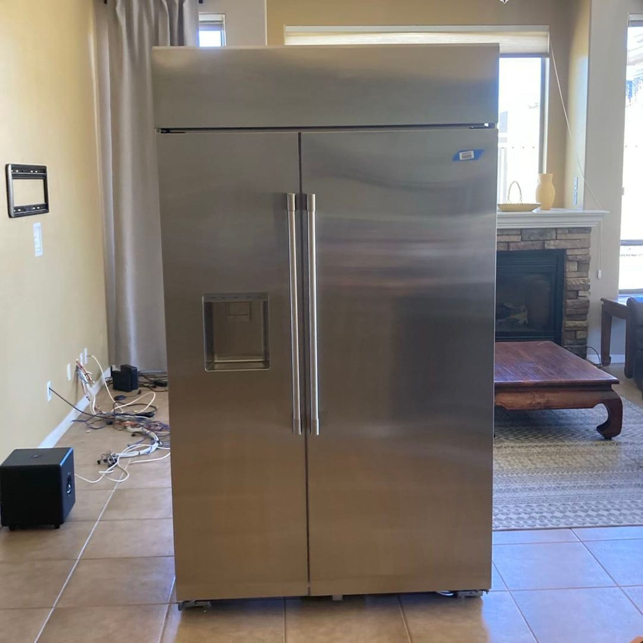 GE Monogram ZISS480DPESS Stainless Steel Side-by-Side Refrigerator with Ice Dispenser