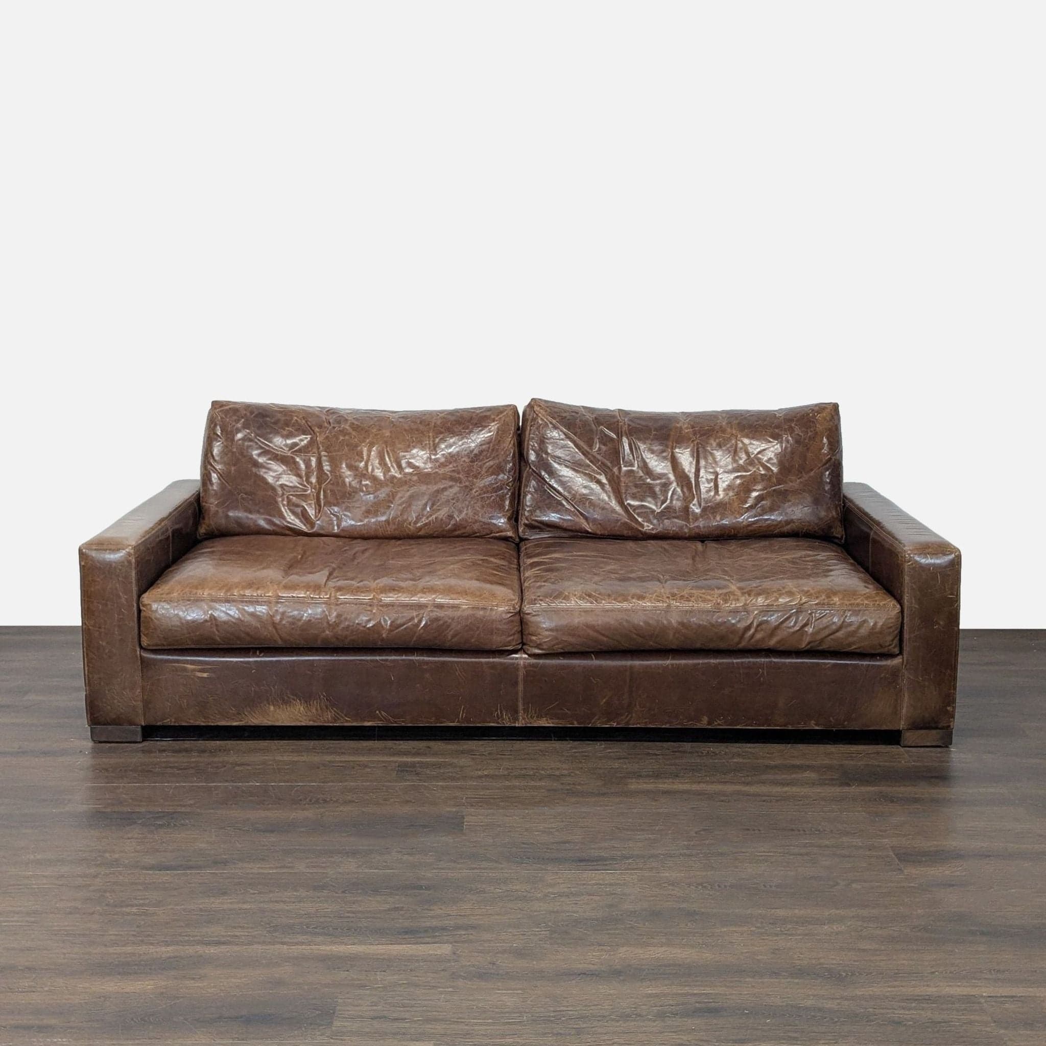Thrive Furniture Brown Leather 3-Seat Sofa