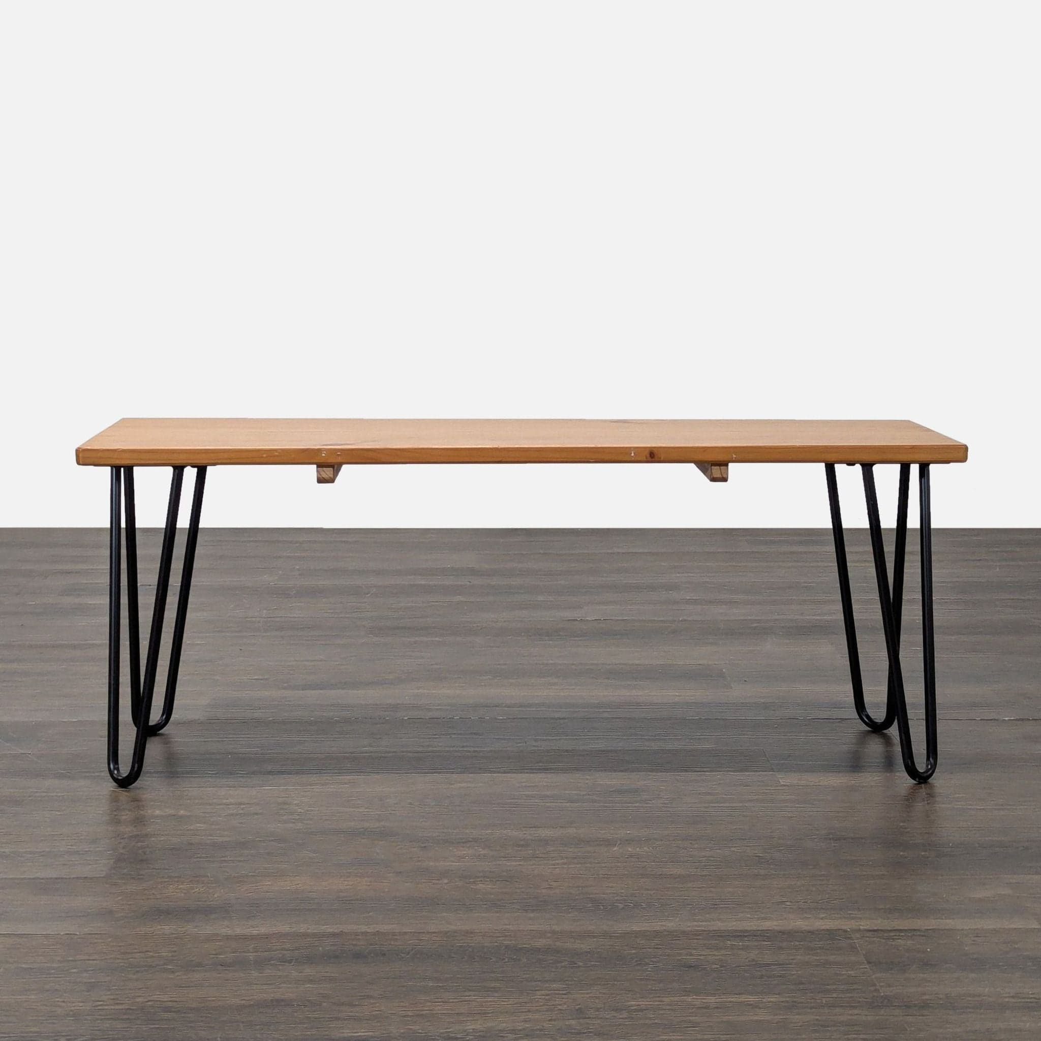 Two Plank Maple Bench on Hairpin Legs