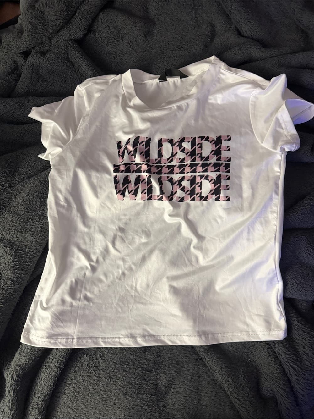 Wildside Graphic Short Sleeve Tee - White with Pink Print