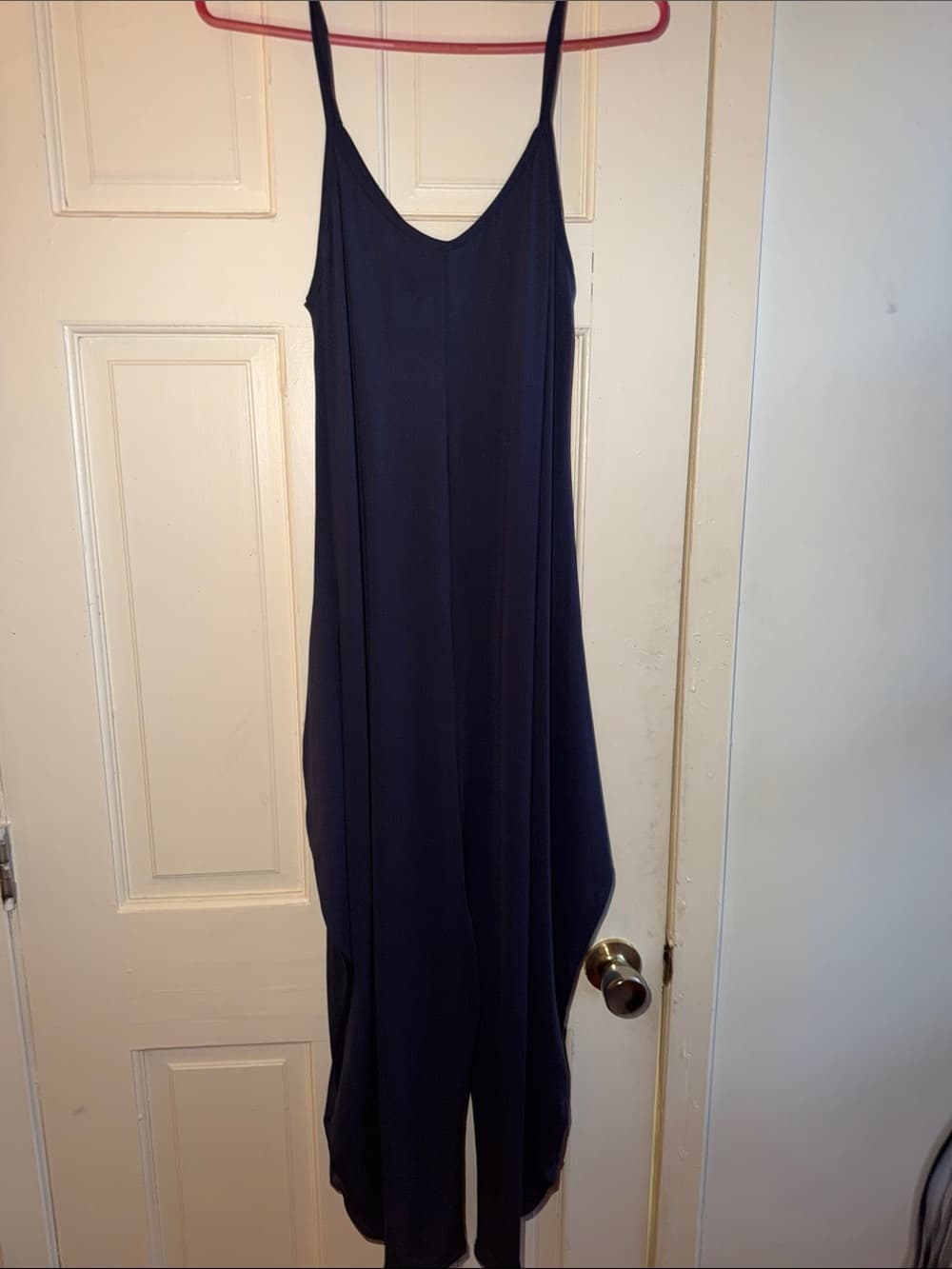 Navy Blue Slip Romper with Spaghetti Straps