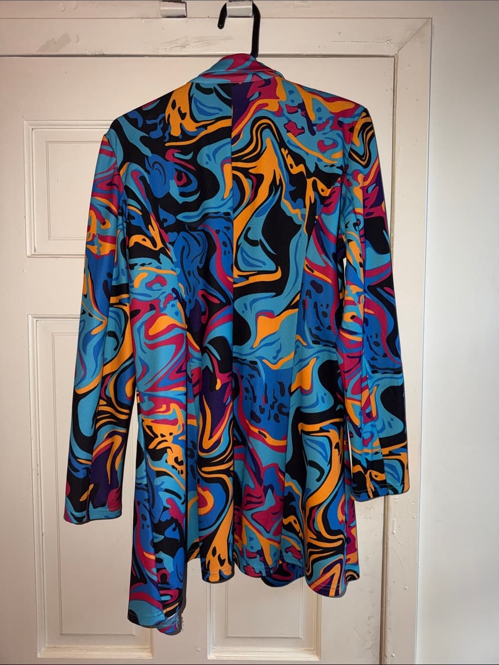SHEIN Multicolor Swirl Blazer in Blue, Turquoise & Purple
