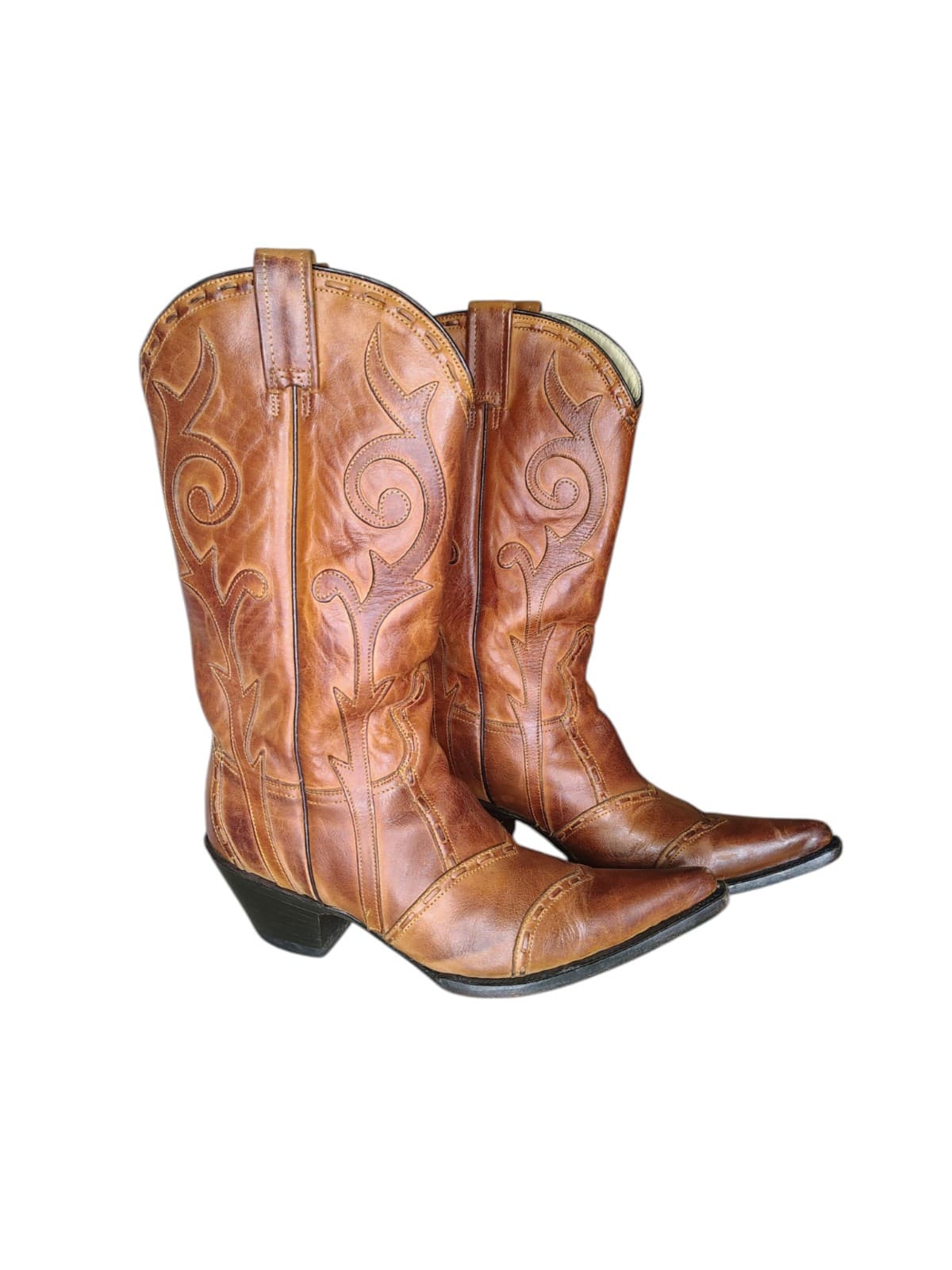 Authentic STETSON Hand Embroidered Leather Boots: Sz 9