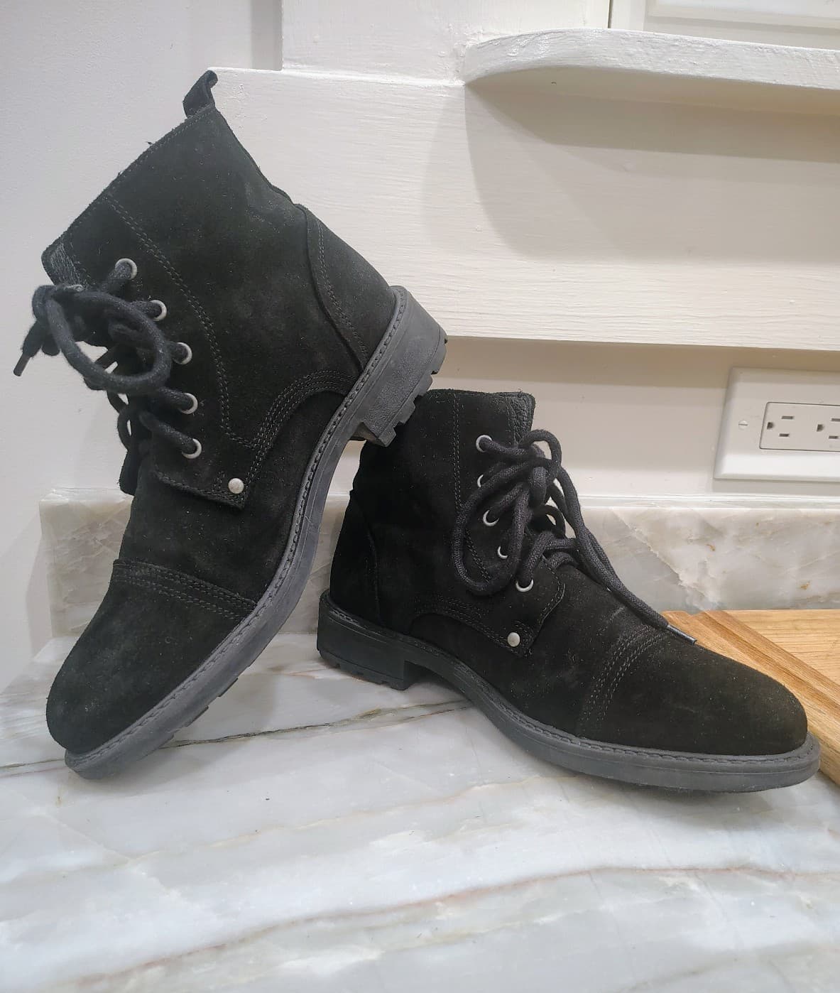 Danish designer DEPECHE Suede Lace-Up Chunky Ankle Boots: sz 11