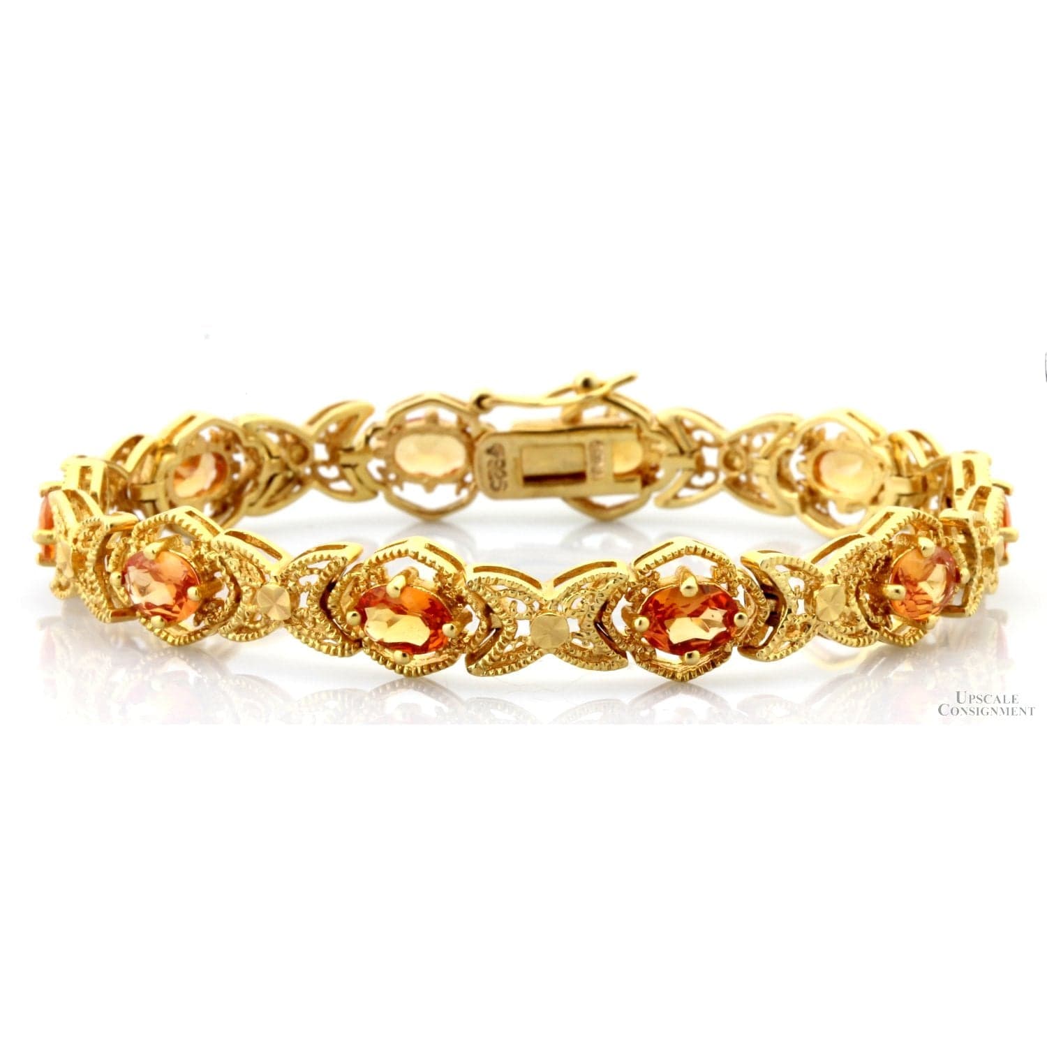 18K Gold Vermeil Sterling Silver Lab-Created Sapphire Bracelet - Size 6.75