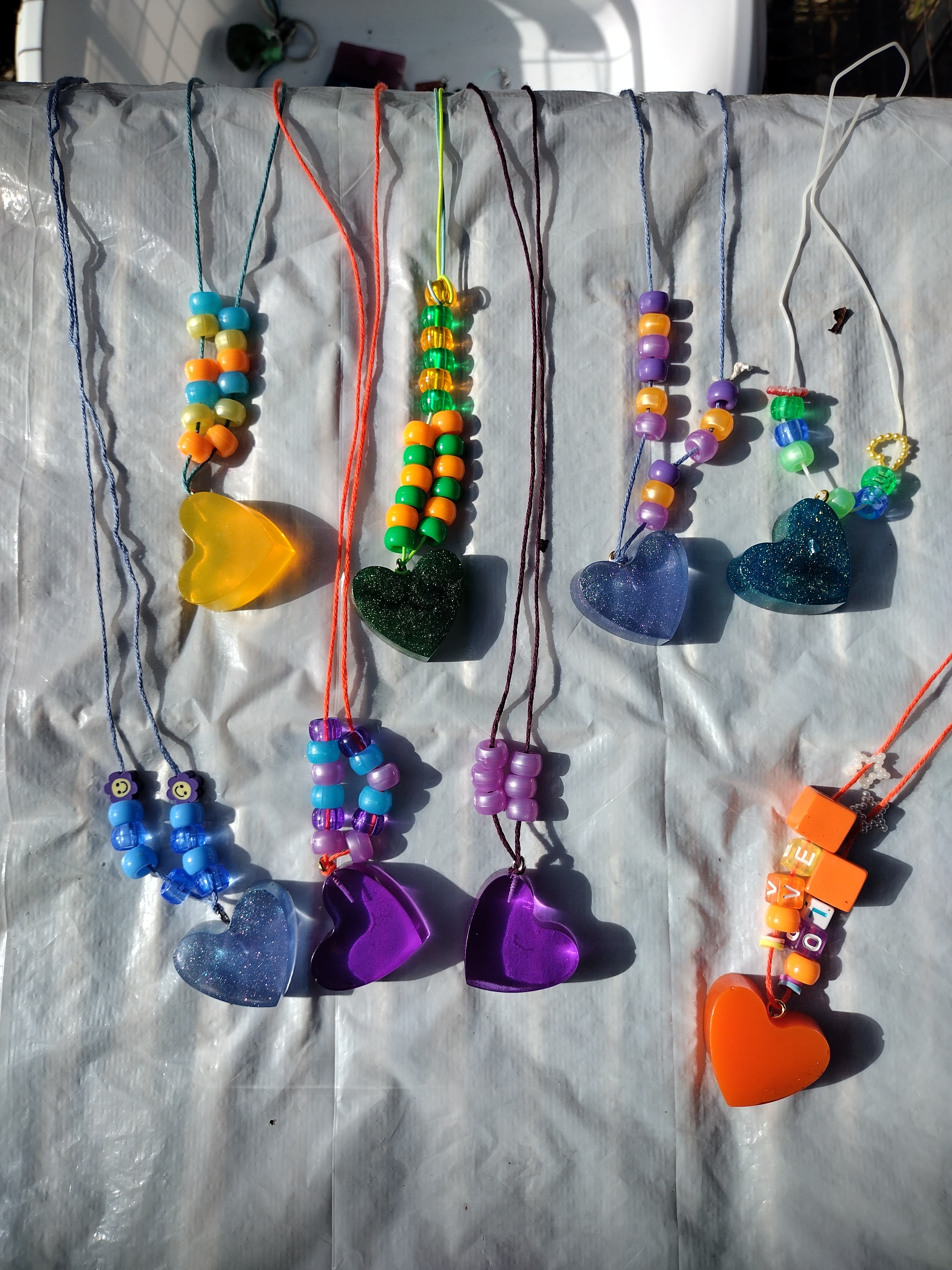 Y2K Beaded Resin Heart Necklace