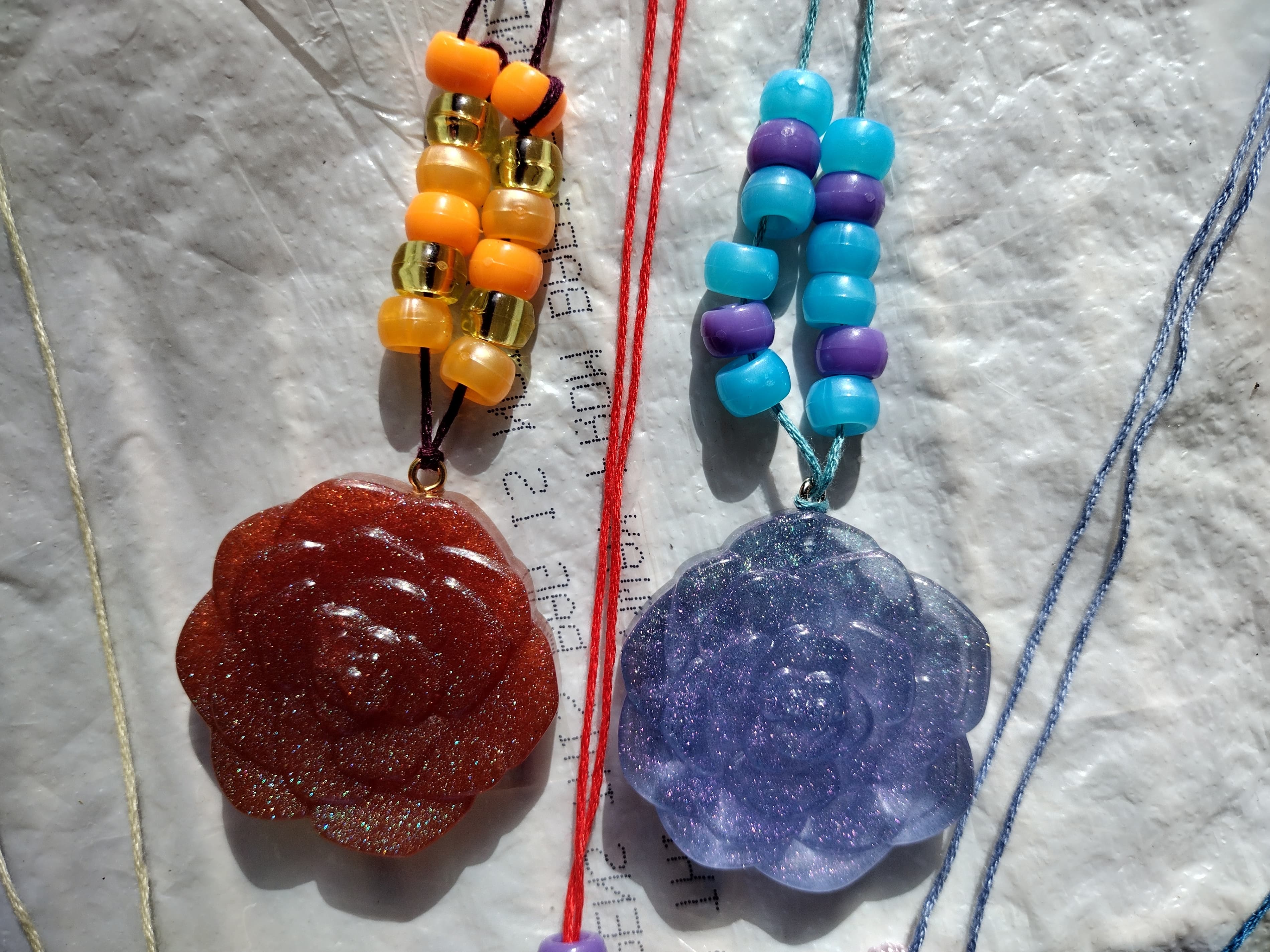 Handmade Resin Rose Necklace- 3D Floral Pendant