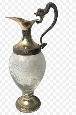 Made in Italy Victorian Silverplate Pitcher w/ Etched Cut Glass & Ornate Handle