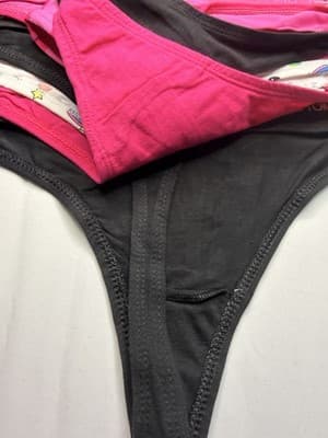 Hot Bottoms 5-Pack Women's Thong Panties L Cotton Stretch Love Multicolor