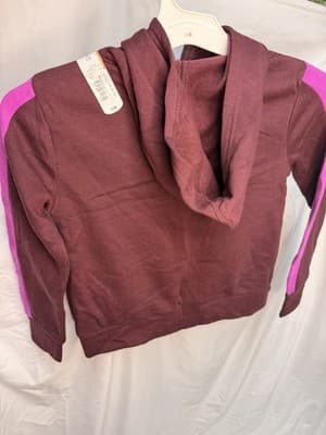 Xersion Girls Full Zip Hooded Colorblock Hoodie Burgundy/Pink Size S 7/8