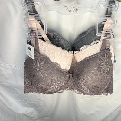 René Rofé Lingerie 3-Pack Lace Floral Underwire Lightly Padded Bras 40D