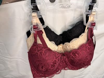 René Rofé Lingerie 3-Piece Lace Floral Push-Up Lightly Lined Bra Set 36DD