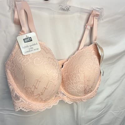 René Rofé Lingerie Lace Floral Push-Up Lightly Padded Bra 40D Pink