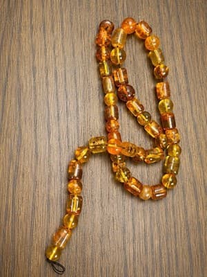 Multicolor Amber Gemstone Beaded Strand Necklace Barrel Beads Ball/Bead
