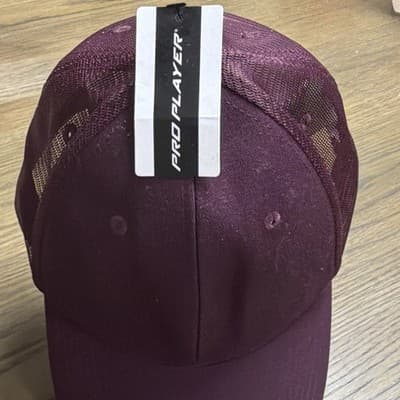 Pro Player Burgundy Solid Mesh Back Trucker Hat Cap One Size NW Imperfections