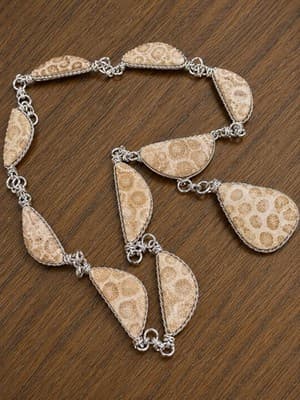 Natural Fossil Coral Statement Necklace | Handmade Artisan Jewelry | 925 Silver
