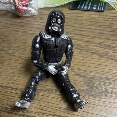 Gas Mask Soldier Suit Character Action Figure Black Silver Plastic