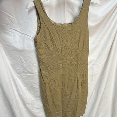 J.S.J. Petites Women's Beige Sheath Scoop Neck Sleeveless Knee Dress 10P