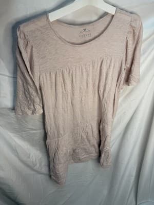 Velvet by Graham & Spencer Women's Light Pink Knit Short Sleeve Blouse M