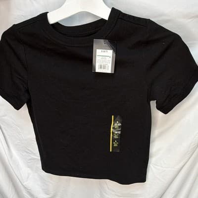 Art Class Girls Black Crew Neck Short Sleeve Solid Cotton Blend T-Shirt S 6/7