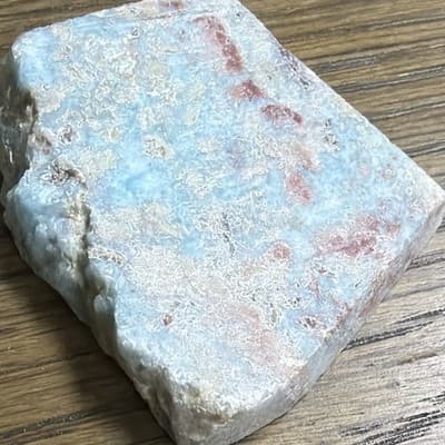 Blue Larimar & White Lapidary Stone Slab Rough Cut, Marked "A"