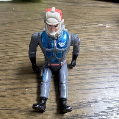 1988 Pilot Action Figure w/ Helmet & Backpack Gray Blue Black White Red Plastic