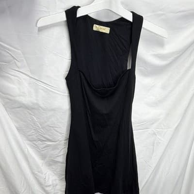 Qinsen Women's Black Cowl Neck Sleeveless Solid Pullover Tank Top S