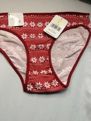 René Rofé Women's Bikini Panties M Red/White Fair Isle MPN 16206-5622A
