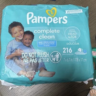 Pampers Complete Clean Baby Wipes Baby Fresh Scent 216 Count Do Not Flush