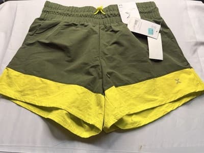 Xersion Quick Dry Colorblock Athletic Shorts Women’s XS Green/Yellow Drawstring