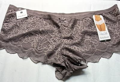 Rene Rofe Lingerie Women's Lace Floral Boyshort Panties 3X Brown 2 Pack