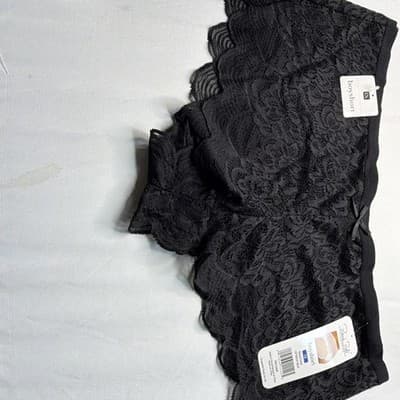 René Rofé Lingerie Women's Boyshort Panties 2 Pack 1X Black Lace Floral MPN