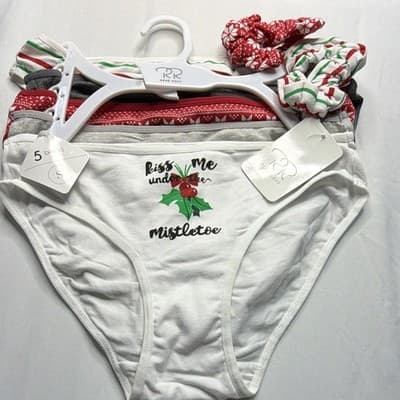 Rene Rofe Women's Bikini Panties S 5-Pack Cotton Multicolor Mixed Christmas