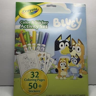 Crayola Bluey Color & Sticker Activity Set, 32 Coloring Pages, 50+ Stickers