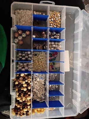 Mixed Lot Jewelry Making Beads & Charms in Organizer Box, Multicolor