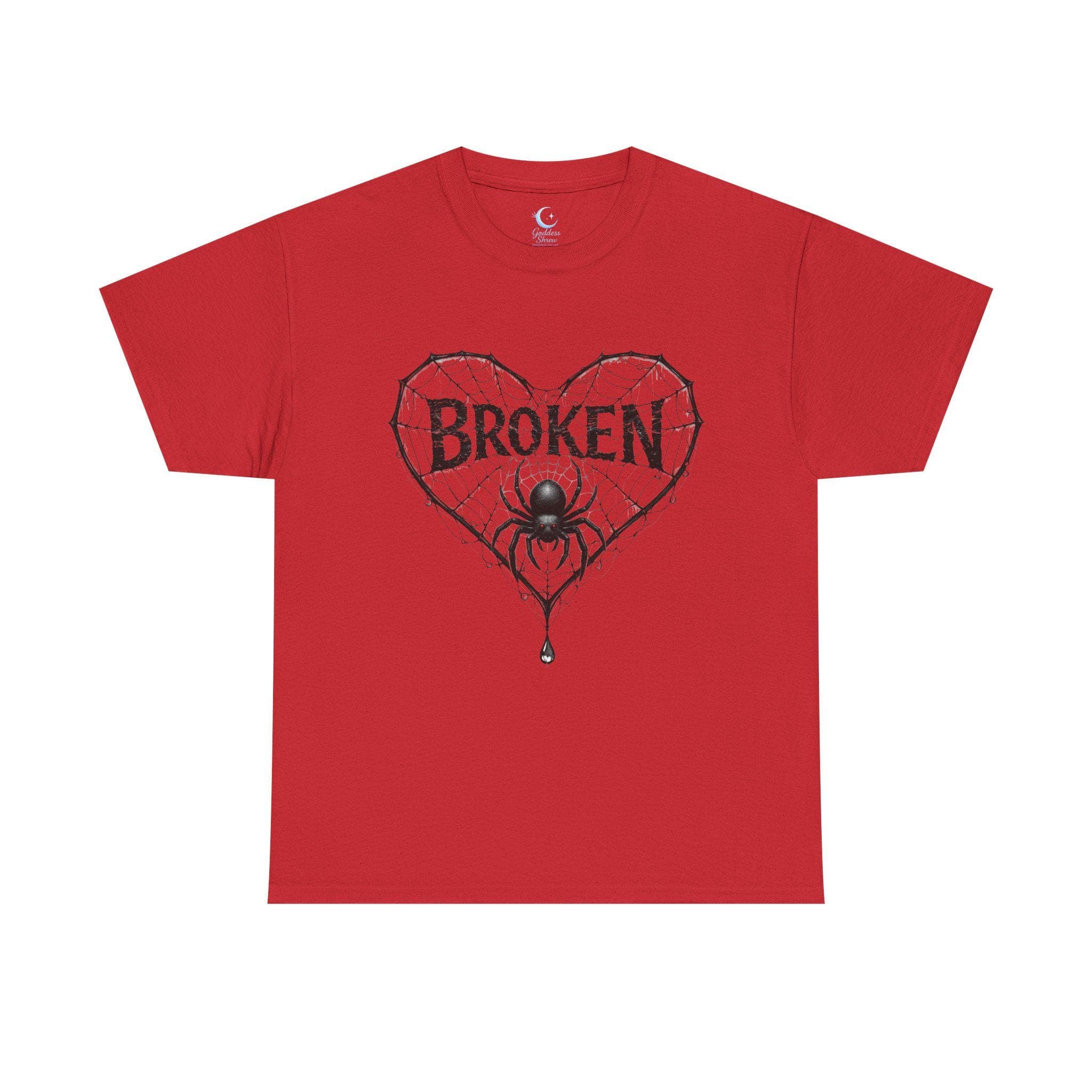Broken Heart Spider Web Shirt, Gothic Emotional Strength Tee, Dark Aesthetic Design