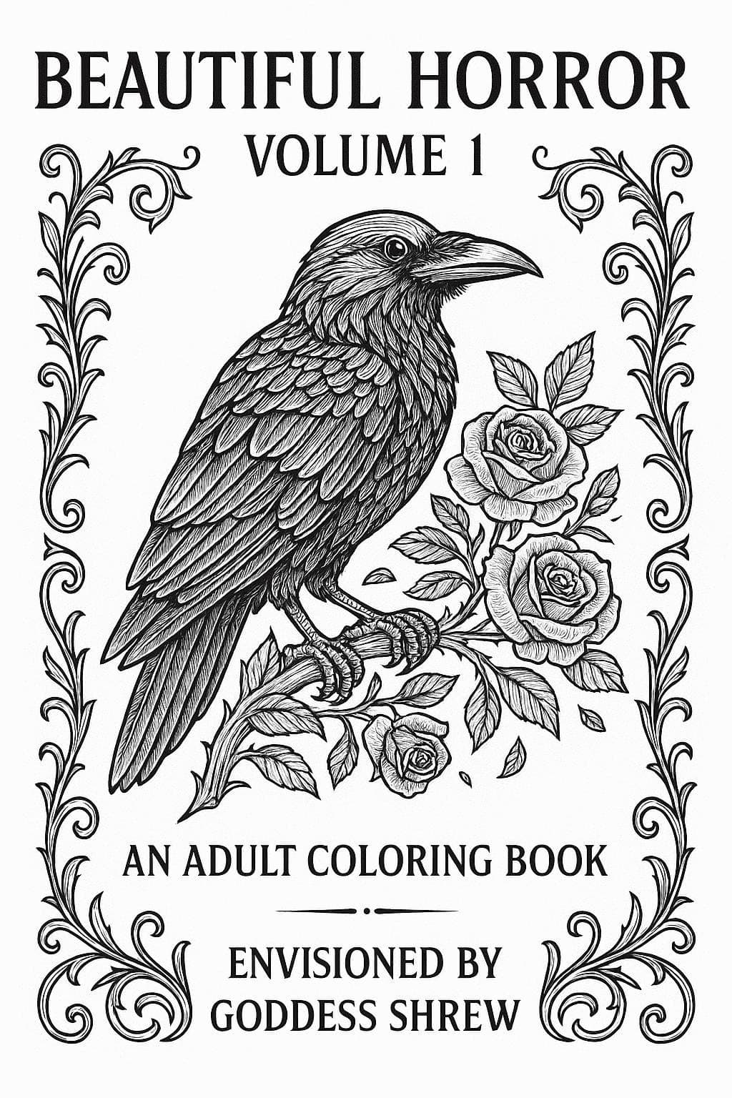 Gothic Horror Coloring Book - Goddess Shrew, 30 Printable Pages (Digital Download)