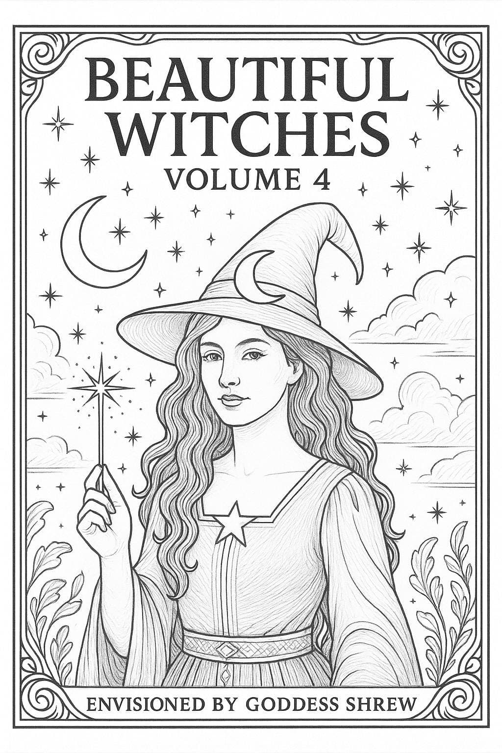 Celestial Witch Coloring Book | Adult Fantasy Art (Digital Download PDF)