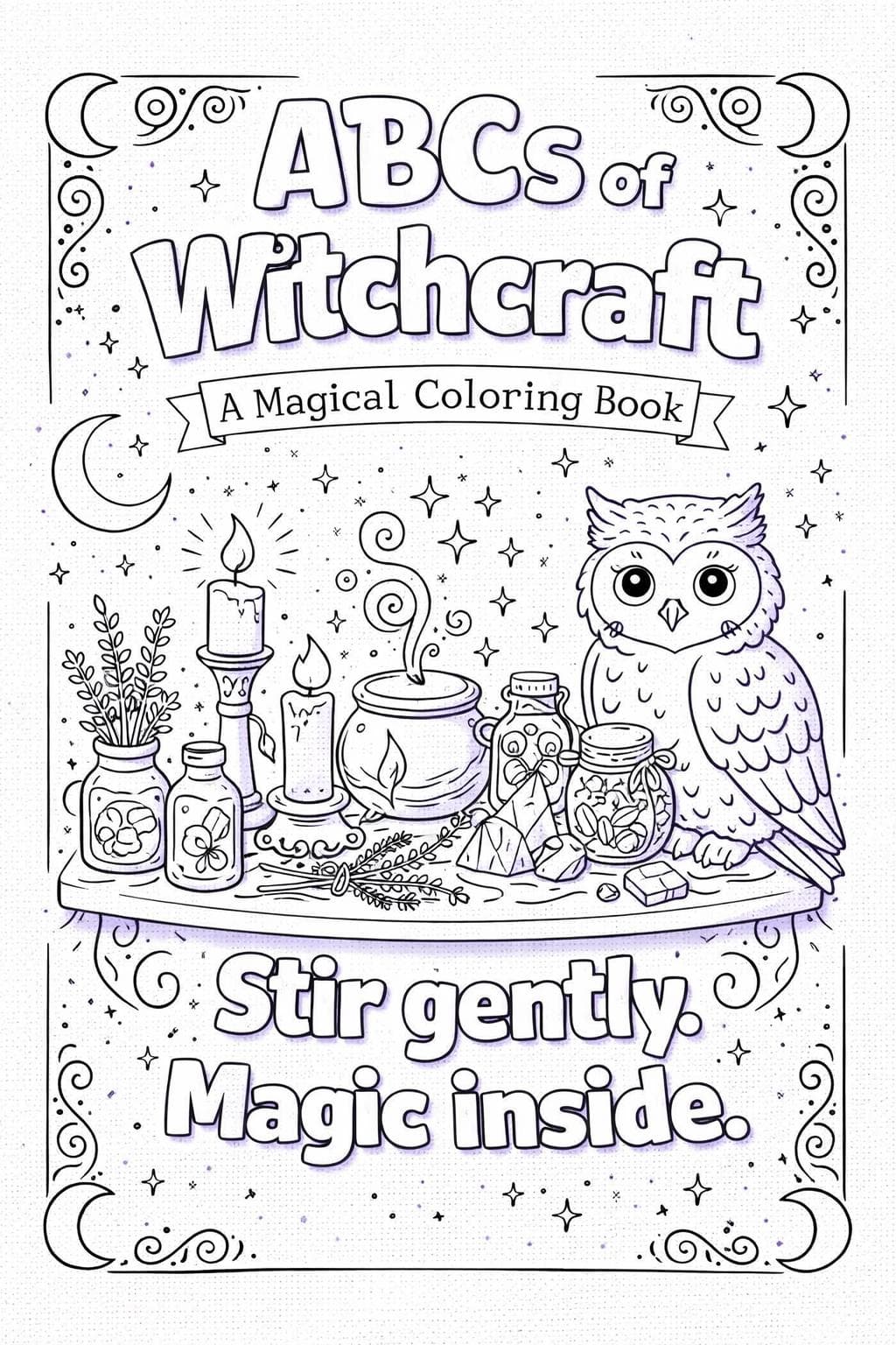 ABCs of Witchcraft Coloring Book for Adults Wiccan Magical A to Z Pages