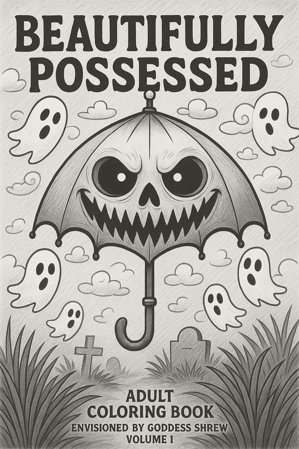Beautifully Possessed Adult Coloring Pages Creepy Printable Coloring Book Spooky Kawaii Halloween Art