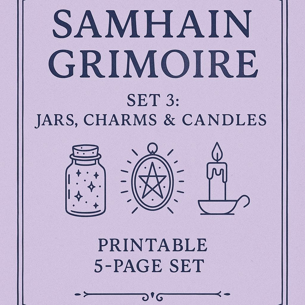 Samhain Grimoire Pages: Jars, Charms & Candles - Witchy Printable (Digital Download)