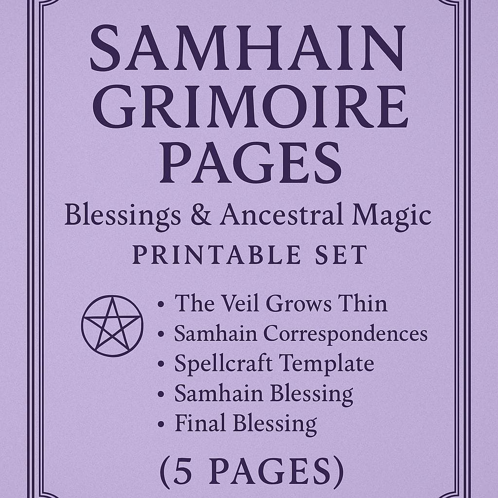 Samhain Grimoire Pages: Blessings & Information Printable Set (Digital Download)
