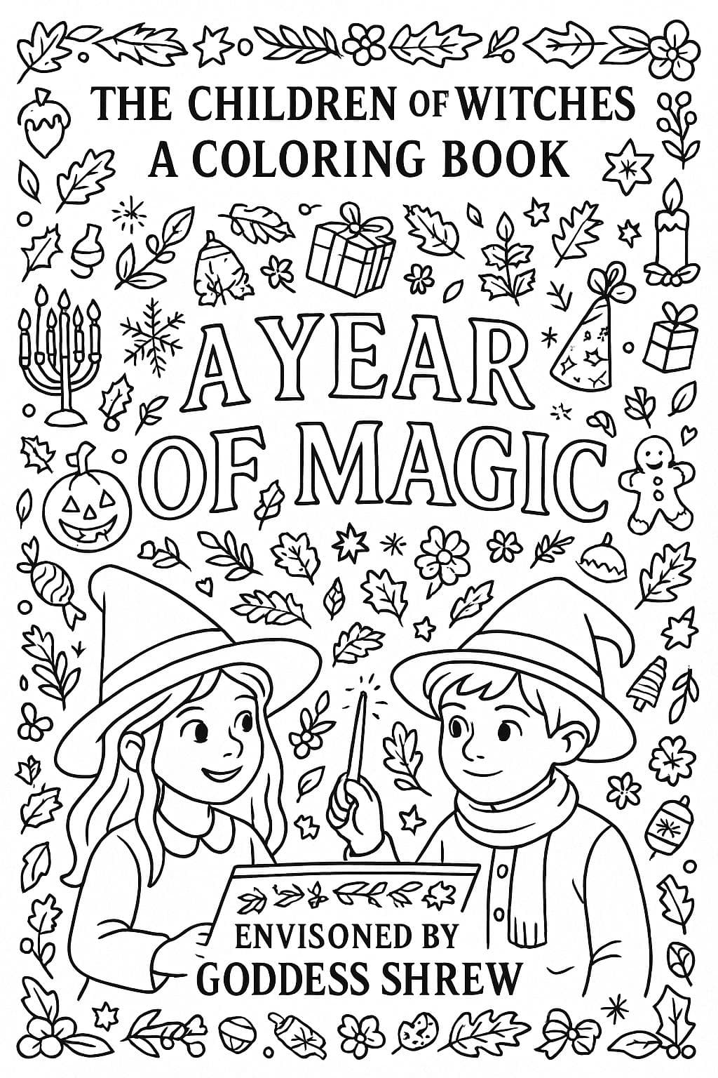 Children of Witches Coloring Page: Magical Holiday Art (Digital Download)