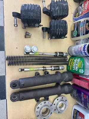 1974 Kawasaki H2R OEM NOS Race Parts Lot Girling Shocks Magnesium Forks Tach