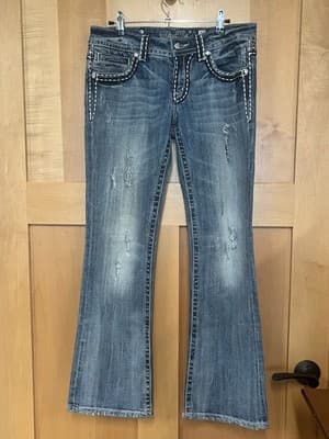 Miss Me Jeans With Embroidered Cross On Pocket Size 29
